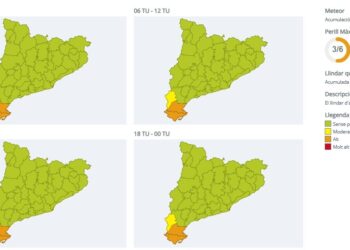 Protecció Civil activa l’alerta del pla Inuncat pel risc d’acumulacions de pluja a la zona